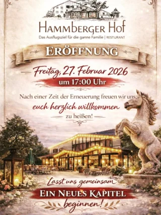 27.02.2026 · 17:00 Uhr ✨
Eröffnung des Hammberger Hof.
Mit neuer Kraft, viel Herz und großer Freude starten wir gemeinsam in ein neues Kapitel 🫶🤍

#HammbergerHof #Eröffnung #Ittlingen #Kraichgau #Neubeginn Genussmomente