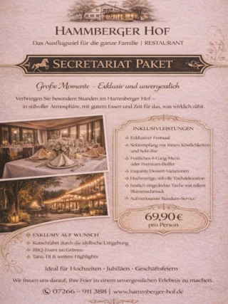 ✨ Secretariat Paket
Neues Eventpaket – Exklusive Momente voller Eleganz und Tiefe für unvergessliche Anlässe.